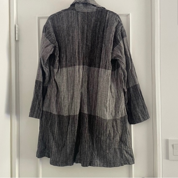 EILEEN FISHER hazy blocks organic cotton shawl jacket Great Autumn Weather - Picture 7 of 10